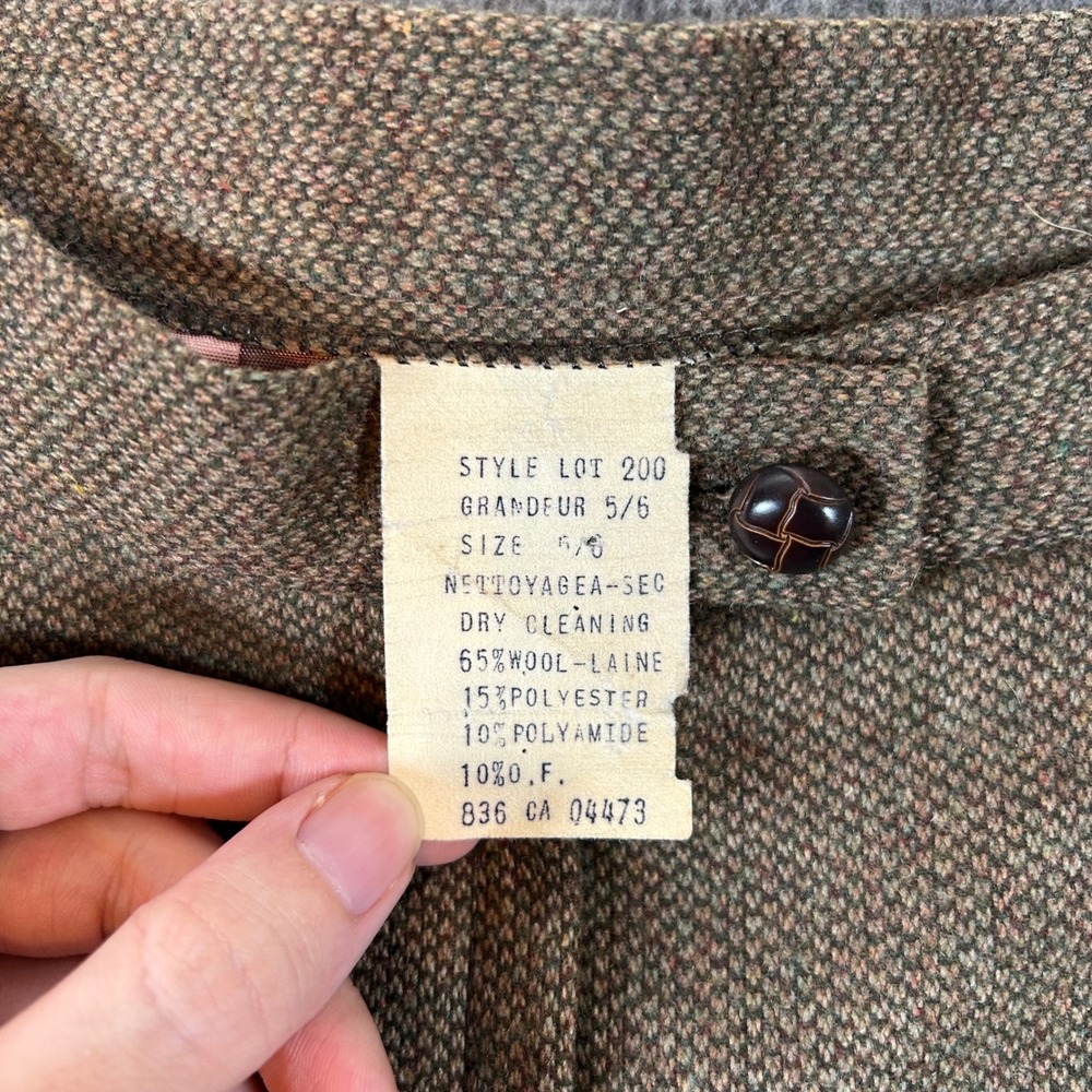 Vintage Wool Tweed Skirt Brown Herringbone High Waist Midi Career Size 5/6 80s - Picture 3 of 10
